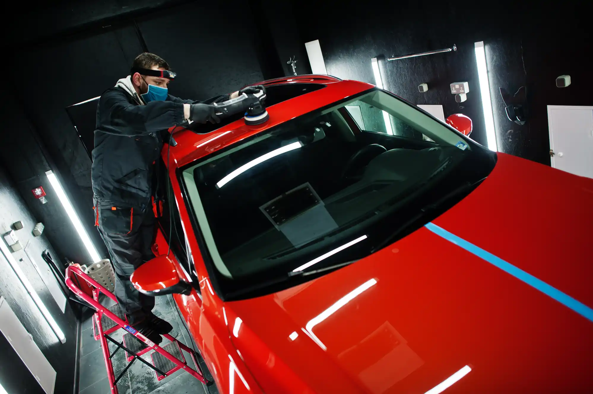Machine polishing and paint preparation before coating